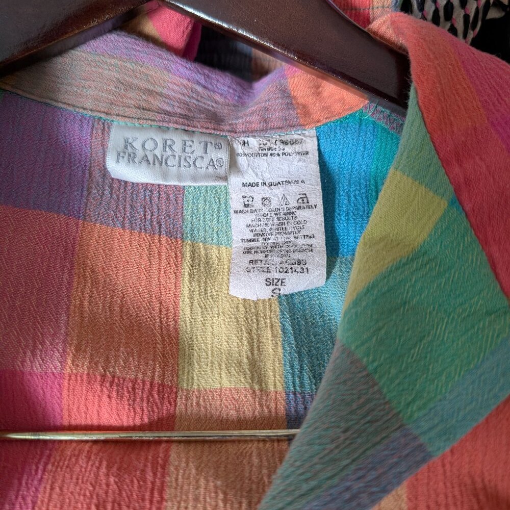 Vintage rainbow plaid shorts/tee set - size small - Picture 10 of 11